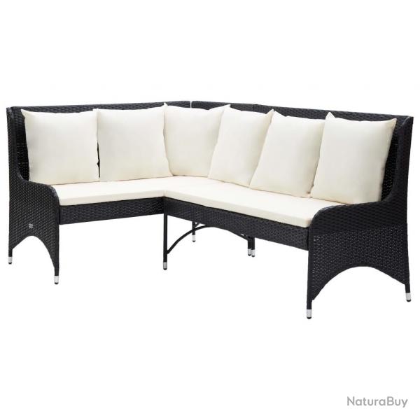 Canaps d'angle de jardin 2 pcs Rsine tresse Noir alsavelo