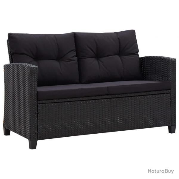 Canap 2 places de jardin et coussins Noir 124cm Rsine tresse alsavelo