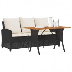 Canapé de jardin 3 places coussins et table noir résine tressée alsavelo