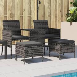 Canapé de jardin 2 places avec table et tabourets gris rotin alsavelo