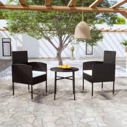 Ensemble à manger de jardin 3 pcs Résine tressée Noir alsavelo