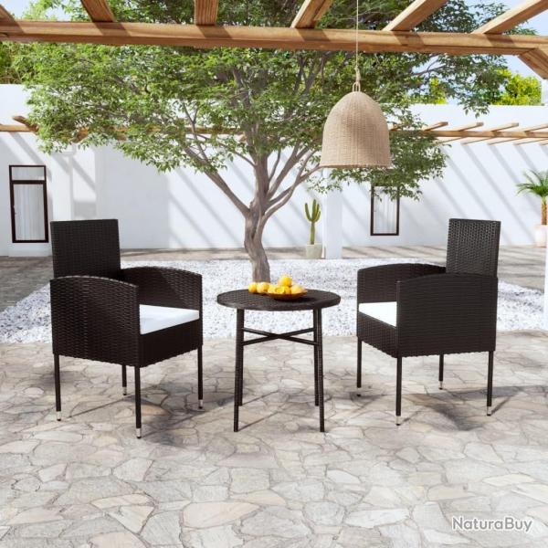 Ensemble  manger de jardin 3 pcs Rsine tresse Noir alsavelo