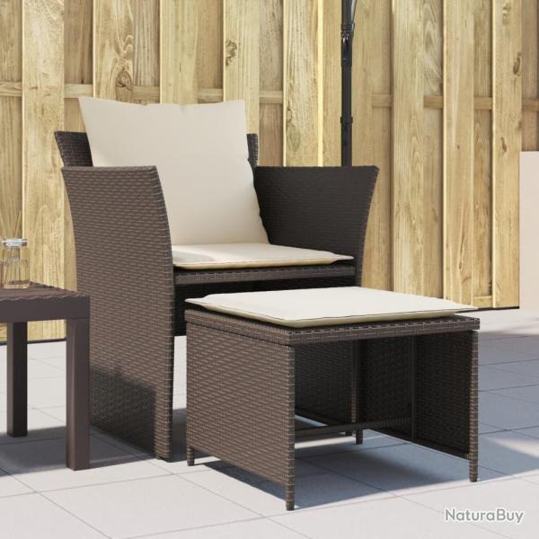 Chaise de jardin avec tabouret marron rsine tresse alsavelo