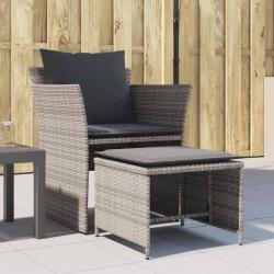 Chaise de jardin avec tabouret gris résine tressée alsavelo