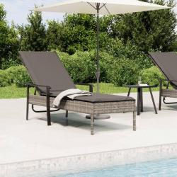 Chaise longue avec coussin gris résine tressée alsavelo