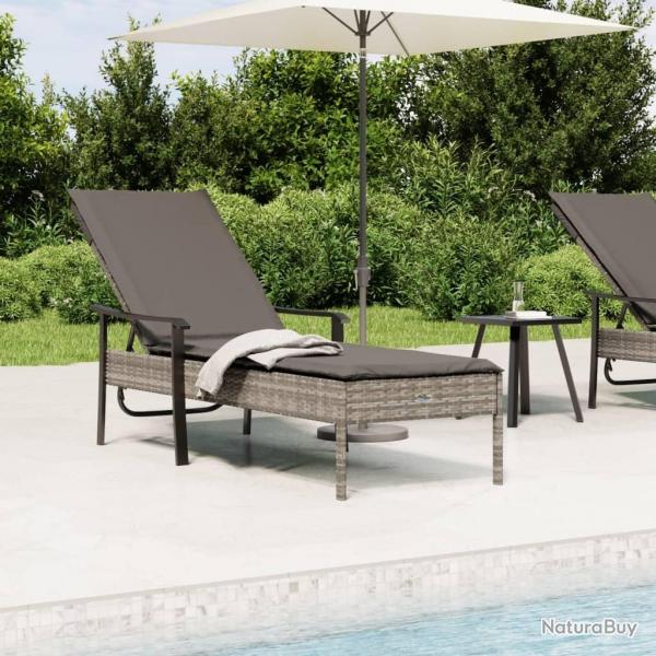 Chaise longue avec coussin gris rsine tresse alsavelo