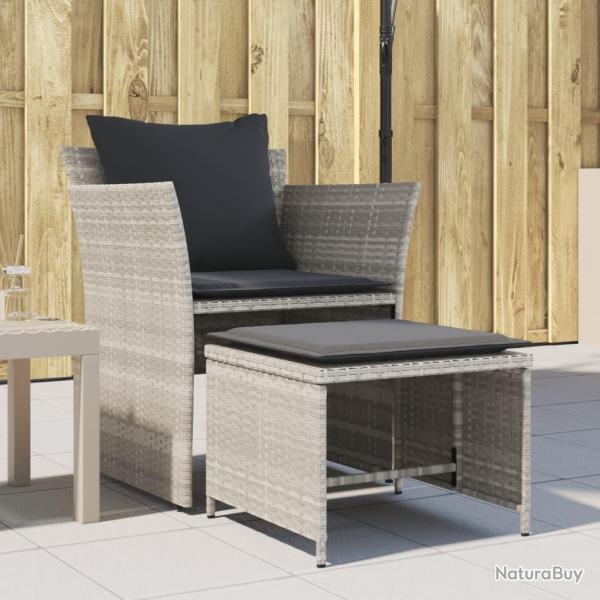 Chaise de jardin avec tabouret gris clair rsine tresse alsavelo