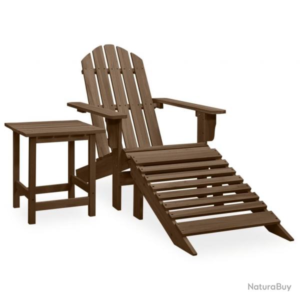 Chaise de jardin Adirondack avec pouf et table Sapin Marron alsavelo