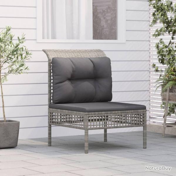 Canap central de jardin avec coussin Gris Rsine tresse alsavelo