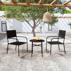 Ensemble à manger de jardin 3 pcs Résine tressée Noir alsavelo