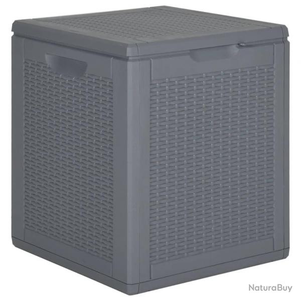 Bote de rangement de jardin gris PP rotin 90 L alsavelo