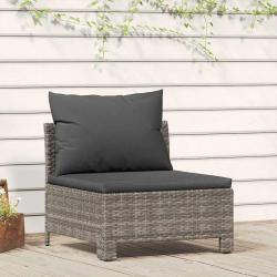 Canapé central de jardin avec coussin Gris Résine tressée alsavelo