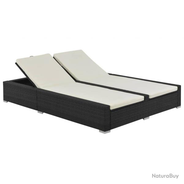 Chaise longue double Rsine tresse Noir alsavelo