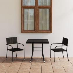 Ensemble à manger de jardin 3 pcs Résine tressée Noir alsavelo