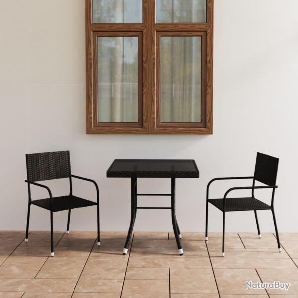 Ensemble  manger de jardin 3 pcs Rsine tresse Noir alsavelo