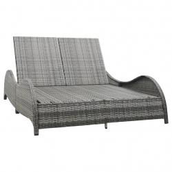 Chaise longue double avec coussin Résine tressée Anthracite alsavelo