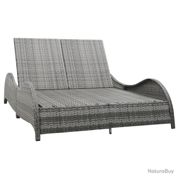 Chaise longue double avec coussin Rsine tresse Anthracite alsavelo