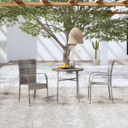 Ensemble à manger de jardin 3 pcs Résine tressée Gris alsavelo