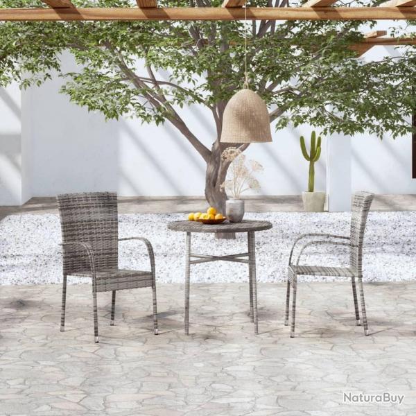 Ensemble  manger de jardin 3 pcs Rsine tresse Gris alsavelo