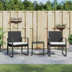 Ensemble à manger de jardin avec coussins 3 pcs noir rotin PP alsavelo