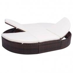 Lit de repos d'extérieur avec coussin Résine tressée Marron alsavelo