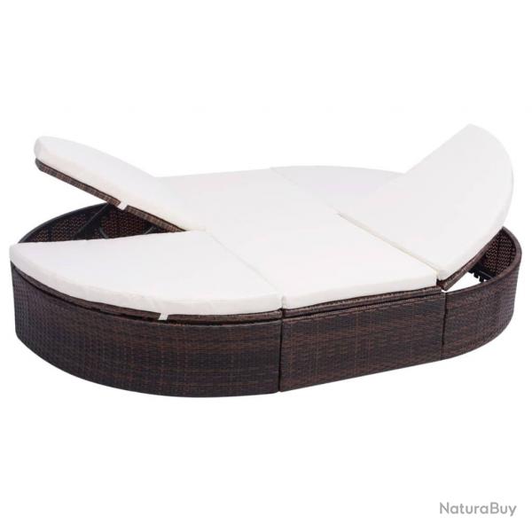 Lit de repos d'extrieur avec coussin Rsine tresse Marron alsavelo