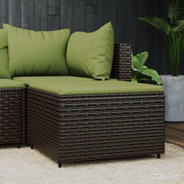 Repose-pied de jardin avec coussin marron rsine tresse alsavelo