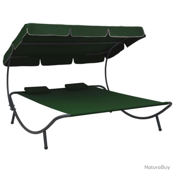 Lit de repos d'extrieur avec auvent et oreillers Vert alsavelo