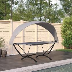 Lit de repos d'extérieur avec auvent Gris Acier et tissu Oxford alsavelo