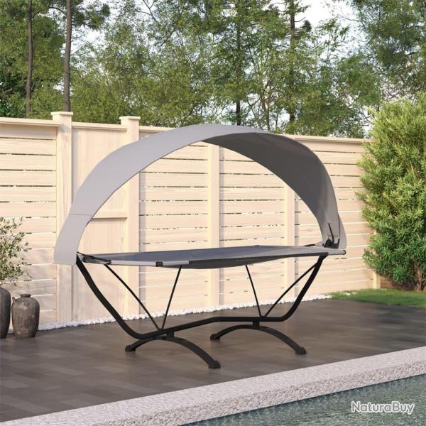 Lit de repos d'extrieur avec auvent Gris Acier et tissu Oxford alsavelo