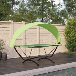 Lit de repos d'extérieur avec auvent Vert Acier et tissu Oxford alsavelo