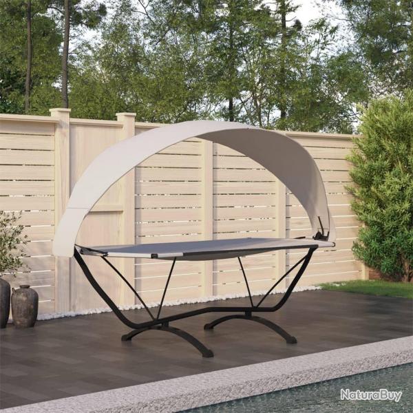 Lit de repos d'extrieur et auvent Crme Acier et tissu Oxford alsavelo