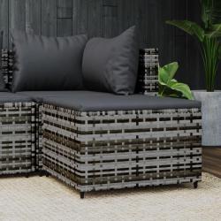 Repose-pied de jardin avec coussin Gris Résine tressée alsavelo