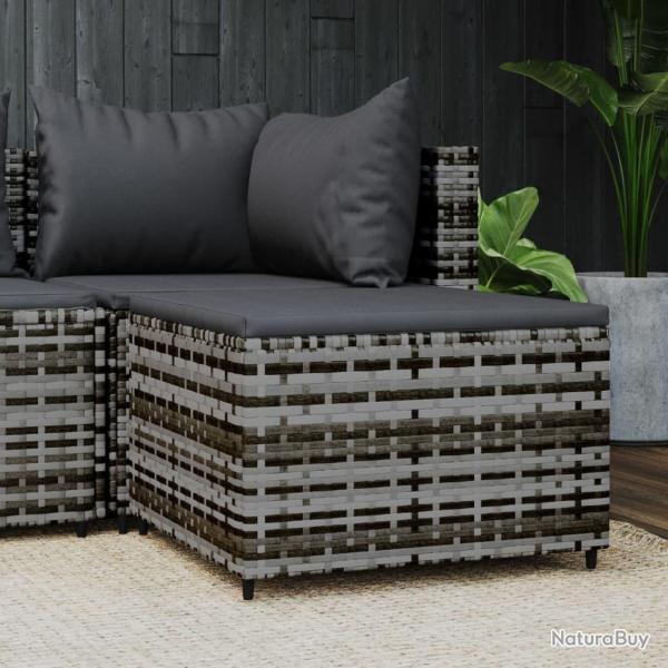 Repose-pied de jardin avec coussin Gris Rsine tresse alsavelo