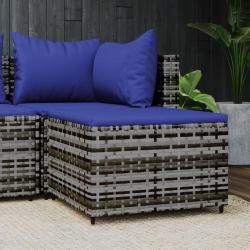 Repose-pied de jardin avec coussin Gris Résine tressée alsavelo