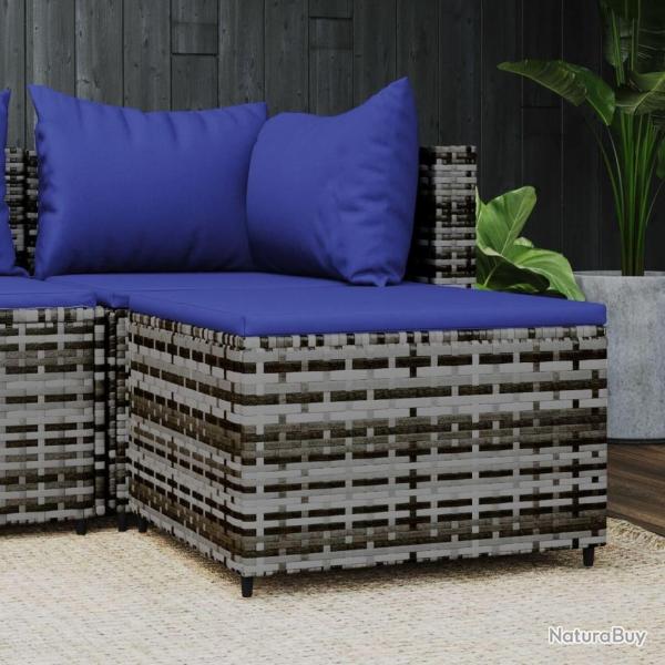 Repose-pied de jardin avec coussin Gris Rsine tresse alsavelo