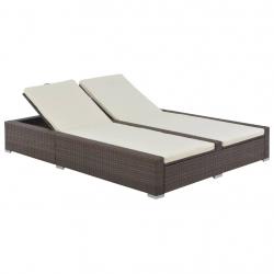 Chaise longue double Résine tressée Marron alsavelo