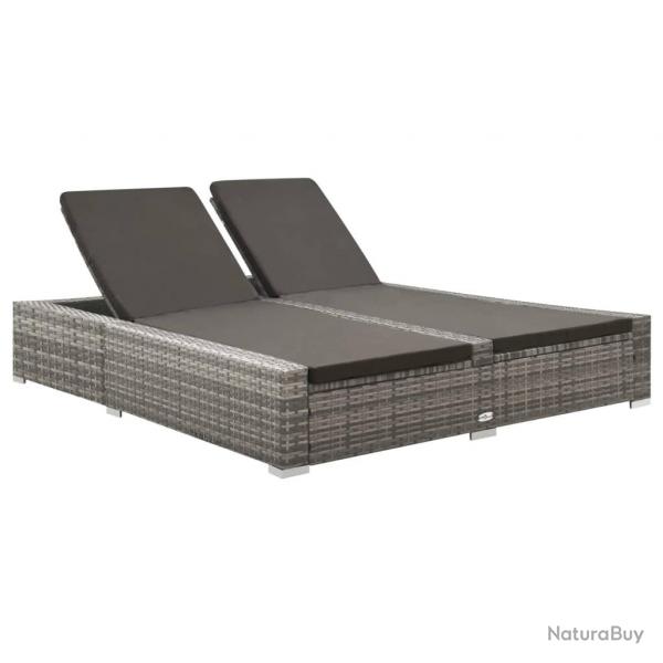 Chaise longue double Rsine tresse Gris alsavelo