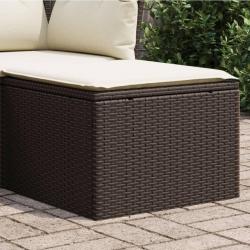 Tabouret de jardin avec coussin brun 55x55x37 cm résine tressée alsavelo