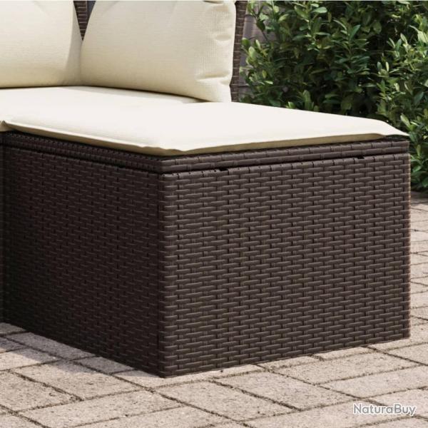 Tabouret de jardin avec coussin brun 55x55x37 cm rsine tresse alsavelo