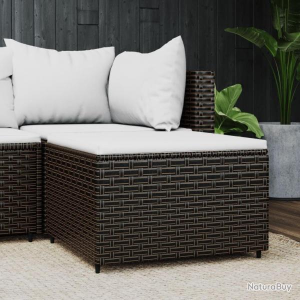 Repose-pied de jardin avec coussin marron rsine tresse alsavelo