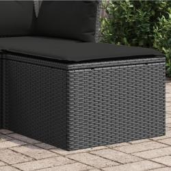 Tabouret de jardin avec coussin noir 55x55x37 cm résine tressée alsavelo