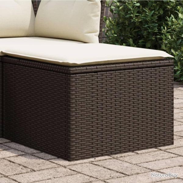Tabouret de jardin avec coussin brun 55x55x37 cm rsine tresse alsavelo