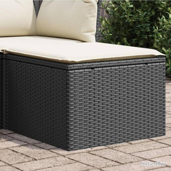 Tabouret de jardin avec coussin noir 55x55x37 cm rsine tresse alsavelo