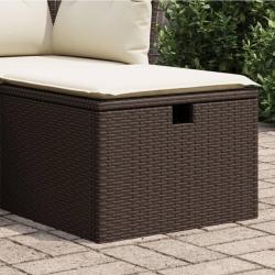 Tabouret de jardin avec coussin brun 55x55x37 cm résine tressée alsavelo