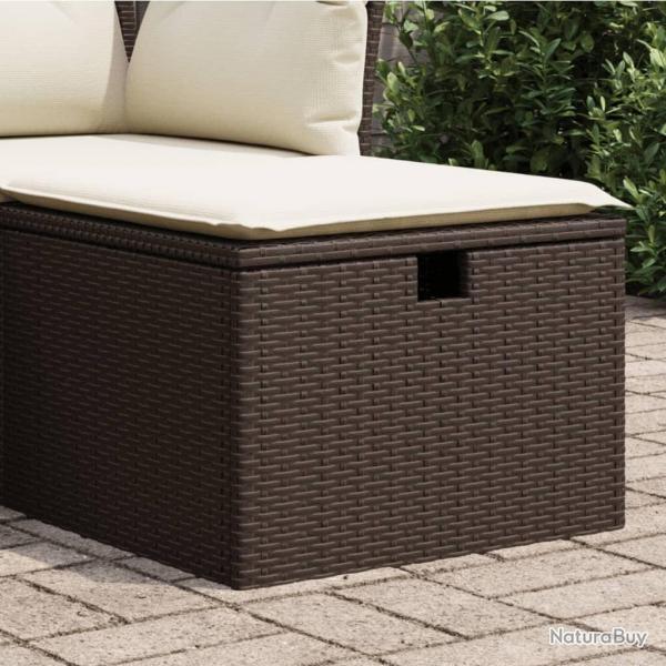 Tabouret de jardin avec coussin brun 55x55x37 cm rsine tresse alsavelo
