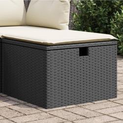 Tabouret de jardin avec coussin noir 55x55x37 cm résine tressée alsavelo