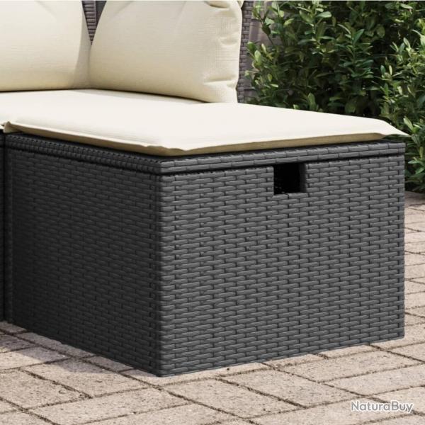 Tabouret de jardin avec coussin noir 55x55x37 cm rsine tresse alsavelo