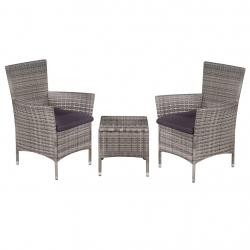 Mobilier de bistro 3 pcs Résine tressée Gris alsavelo