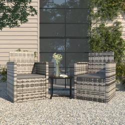 Mobilier d'extérieur 3 pcs avec coussins Résine tressée Gris alsavelo
